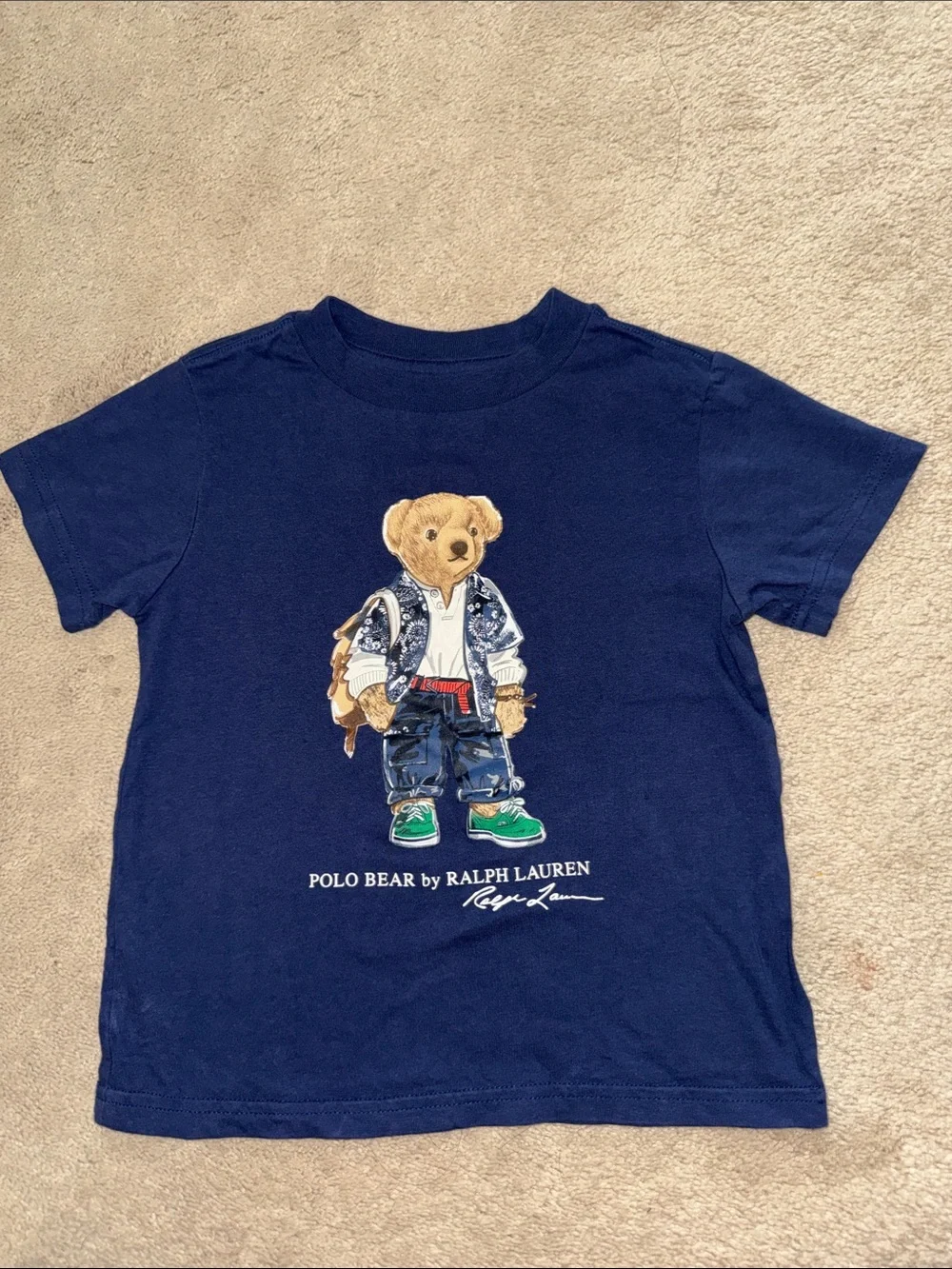 Ralph Lauren Navy Polo Bear Graphic Tee 3T